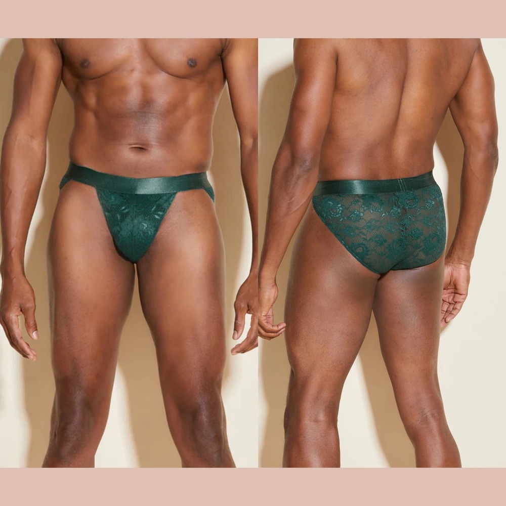 NWT Cosabella [ MENS Small ] Never Say Never Sports Brief Lace Congo Green U1942